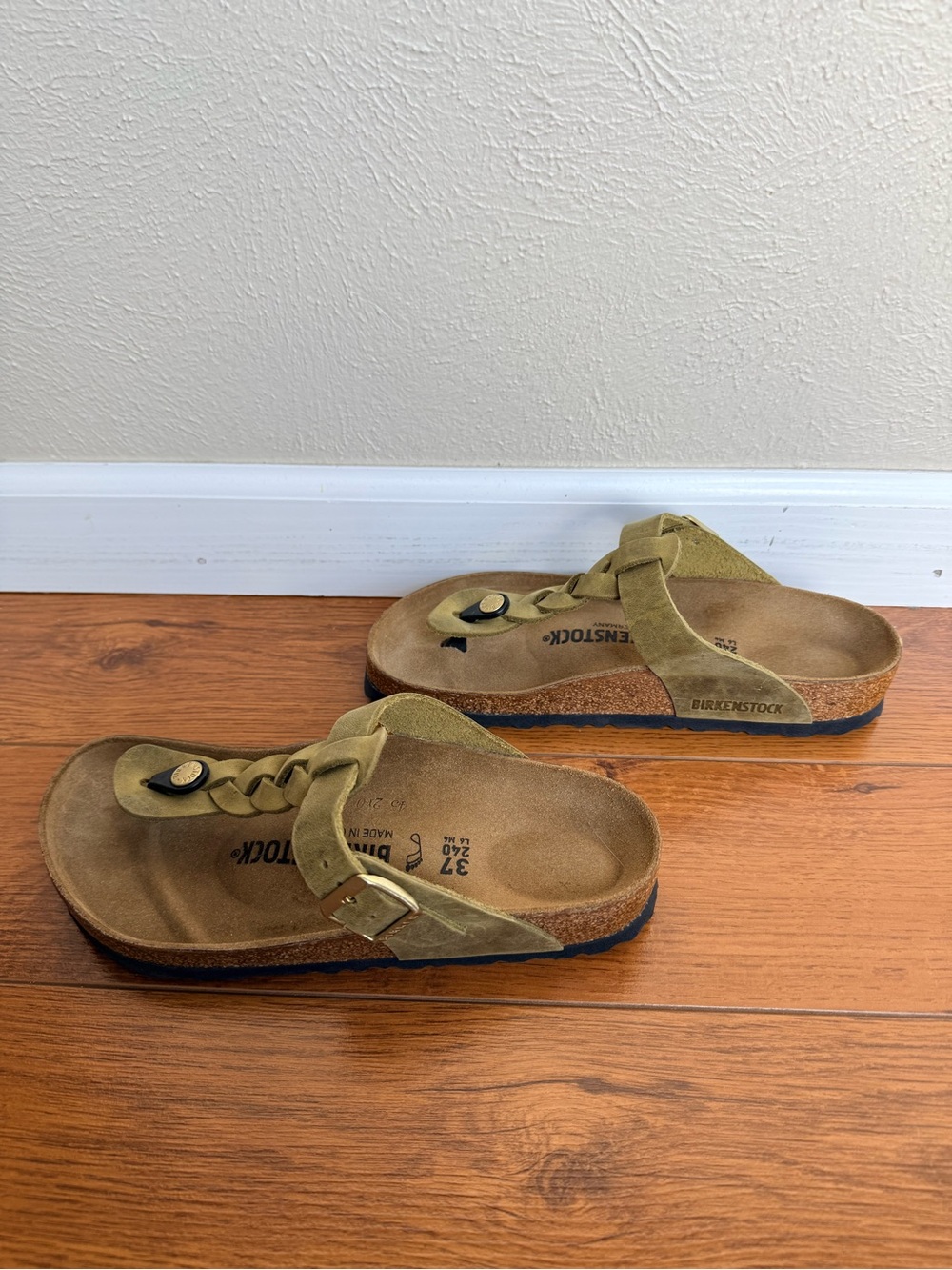 Birkenstock Gizeh Braided Olive Green Sandals 37 - Picture 5 of 11
